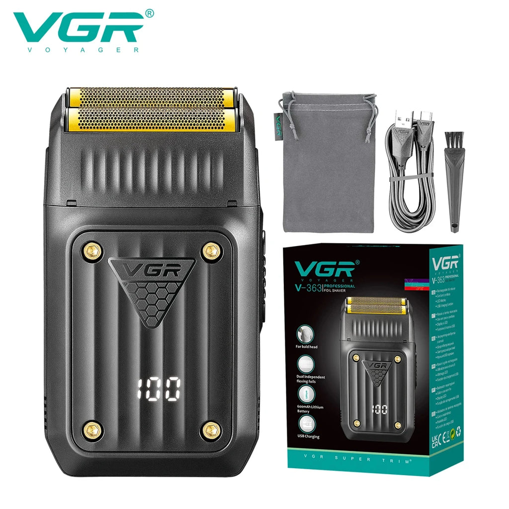 VGR V-363 Convenient Shaver Mini Body Men's Shaver Home Reciprocating Blade Shaver LED Digital High Endurance Whitening Device