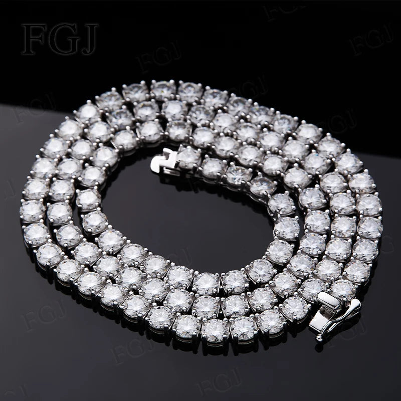 100% Real Moissanite Tennis Necklace for Woman Men Wedding Jewelry With GRA 925 Sterling Silver Plated 18K White Gold Necklace