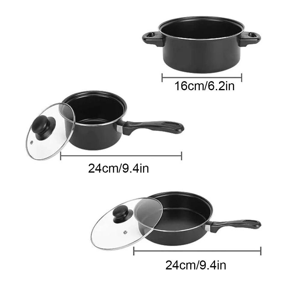 12-Piece Non-Stick Cookware Set Cooking Pot with Lid Milk Pot Maifan Stone Frying Pan Stackable Pot Set for All Types of Cooker