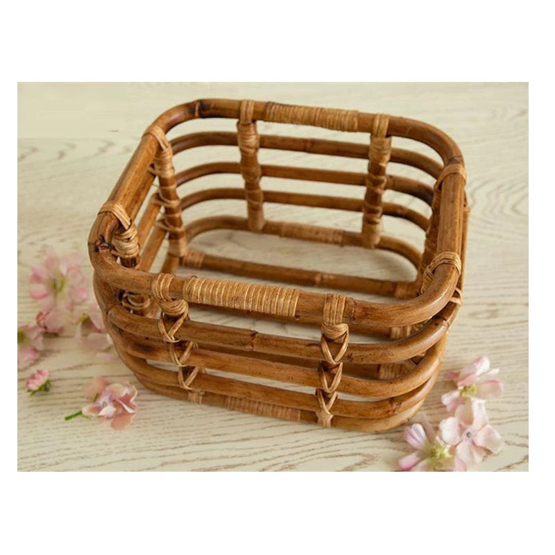 2023 Newborn Photography Props Girl Handmade Retro Woven Basket Fotografie Accessorie Studio Baby Photo Shoot Bed Backdrop Chair