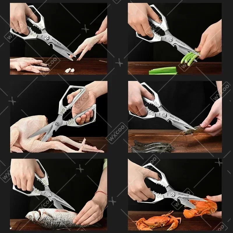 WXCOO Japanese Household Chicken Bone Scissor SK5 Stainless Steel Multi-Purpose Shears Specialized Heavy-Duty Kitchen Scissors
