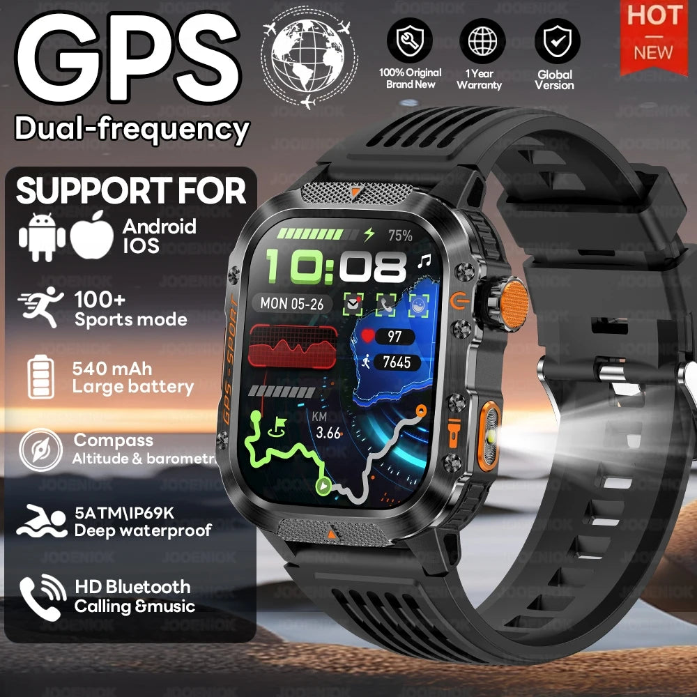 2025 New Dual-Frequency Satellite GPS Sports Smart Watch Compass Barometer Bluetooth Call 10ATM Waterproof Swim Smart Bracelet