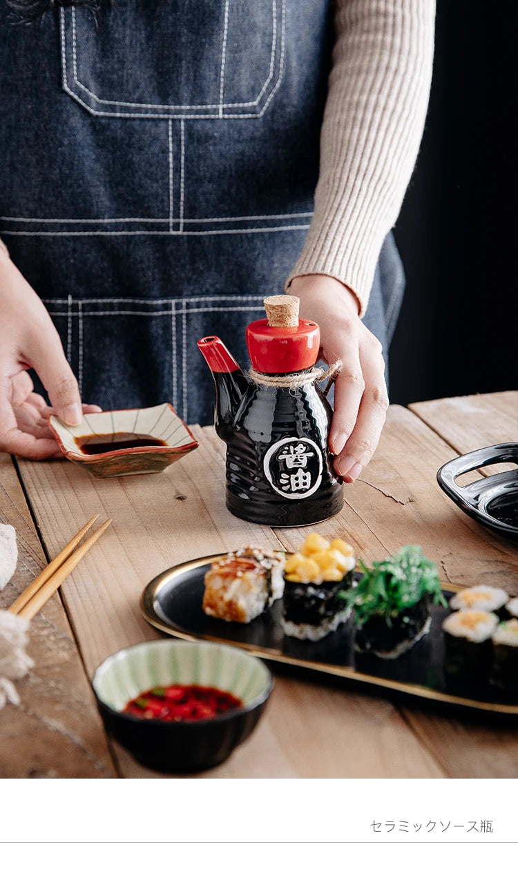 Japanese restaurant ceramic seasoning jar Seasoning jar soy sauce pot bottle mini small tableware