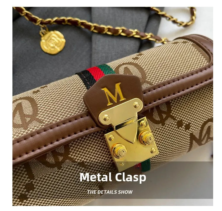 Fashionable Retro Summer Women's Chain Crossbody Bag Trendy Cylinder Bag Soft PU Leather Casual Style Small Size Korean Style