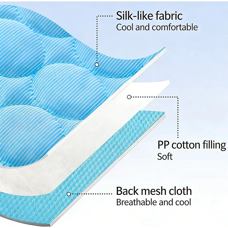 Summer Ice Silk Pet Cooling Mat Dog Cats Non Slip Heat Relief Bed Cat Mat Breathable Ice Silk Cool Dog Mat Washable Pet Supplies