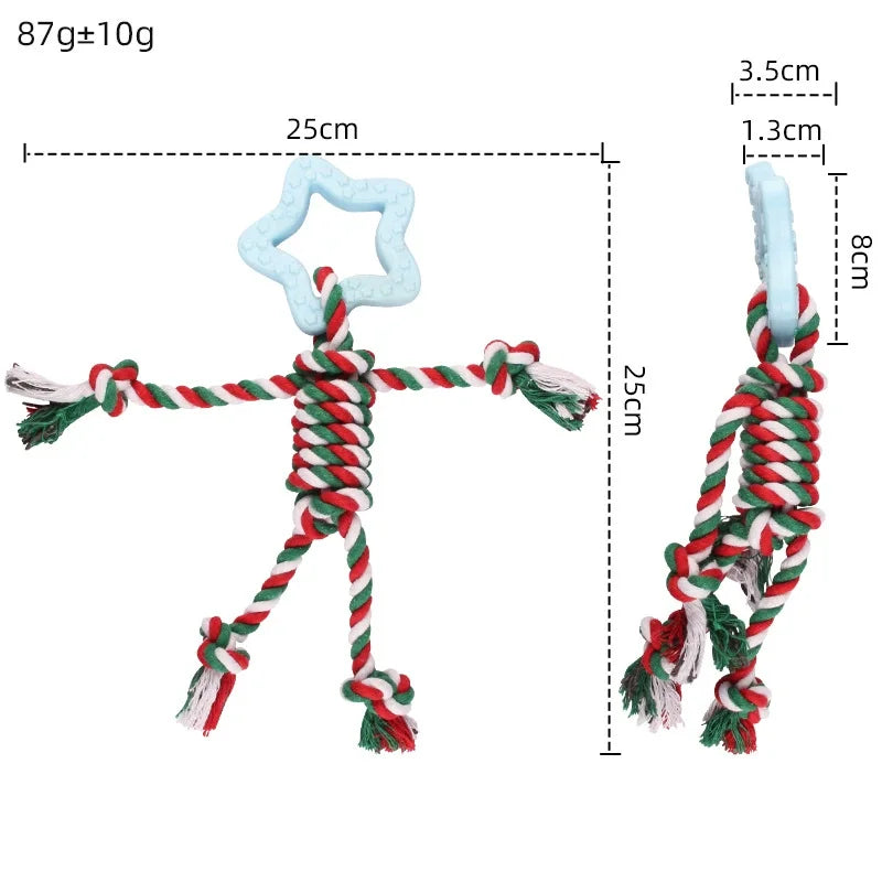 Cotton Double Knot Dog Rope Toy Chew Toy Teething Stick For Puppy Small Medium Dogs Interactive Self Entertaining Pet Play Toy