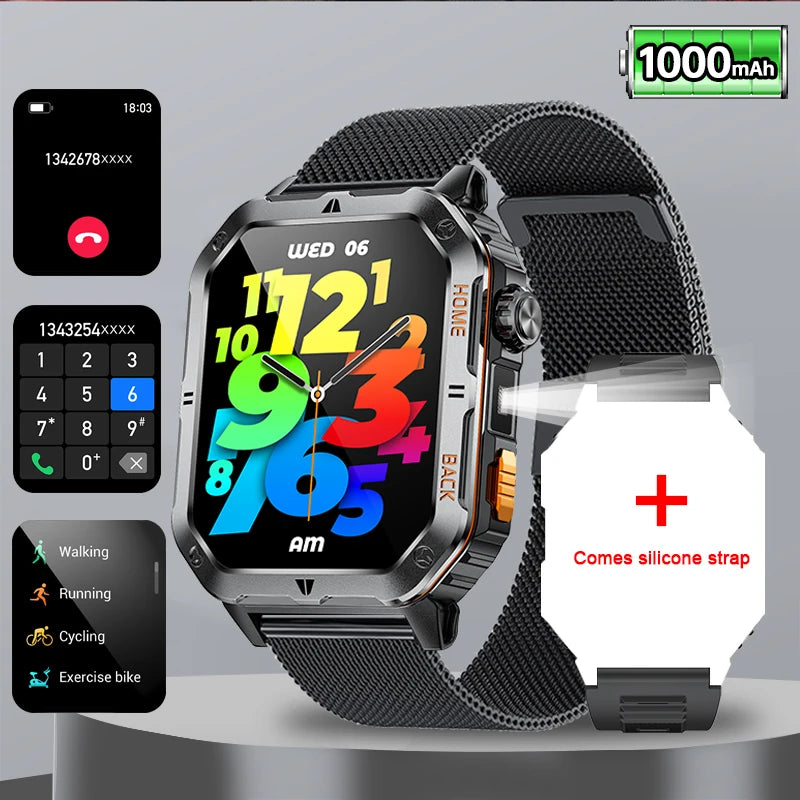 2025 New Smart Watch Men 1000mAh Ultra Large Battery 3ATM Professional Waterproof 2.01" HD Display Outdoor GPS Sports Smartwatch