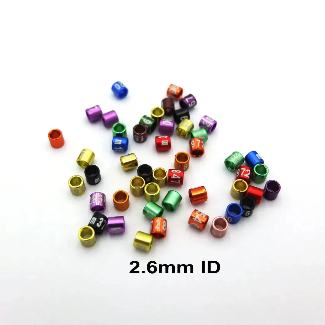 50PCS Randomly Numbered Aluminum Closed Bird Leg Bands in Assorted Colors - Ideal for Bird Identification and Tracking