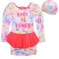 Swimming Suit for Girls Boys Cute Printed Long Sleeve Trousers Beach Swimwear for Kids Quick-dry Swimdress