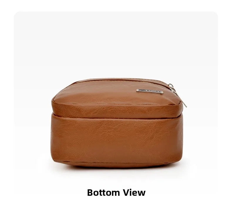 Simplified Soft Leather Crossbody Bag Fashionable Single Shoulder Bag Men's New Model Outdoor Travel Large Capacity Backpack