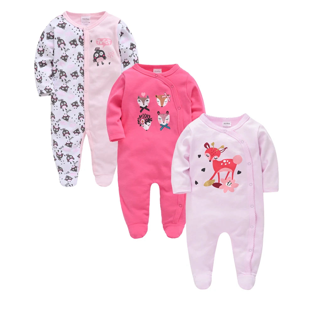 2025 3 pcs/lot Baby Boy Girls Rompers 100% Cotton Long Sleeve Overalls 0-12 Months Cool Print  Newborn Jumpsuit