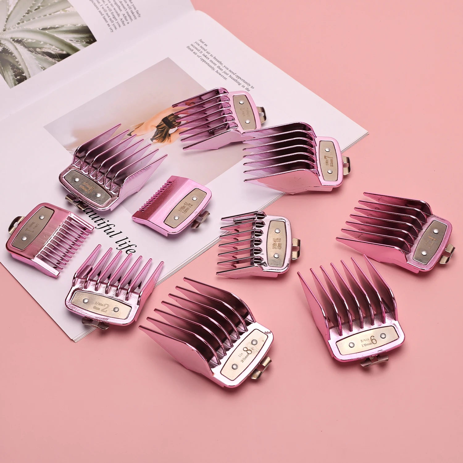 10 Piece Set Barbershop Hairdressing Electroplating Haircut Limit Comb Trimmers Positioning Comb Salon Styling Tool Bring A Box