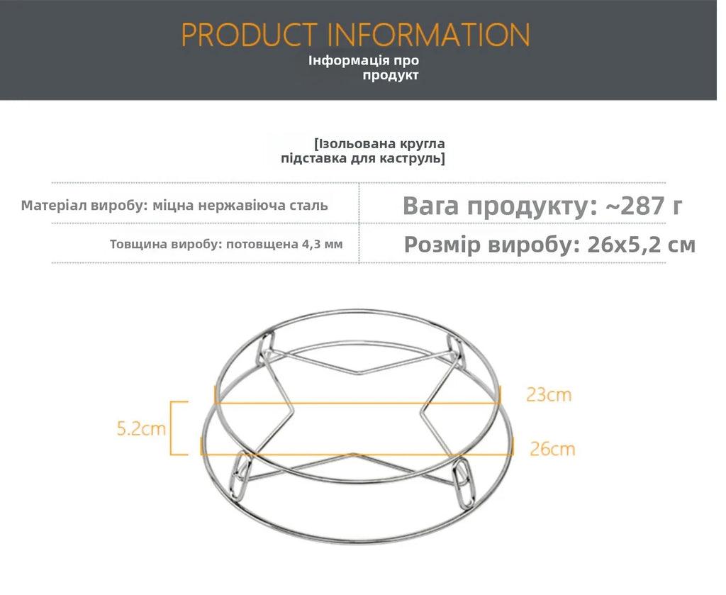 Thickened Stainless Steel round Tube Wok Stand Double Layer Pot Pad with Plate Connected Pot Stand Heat Insulation Anti-Scald...