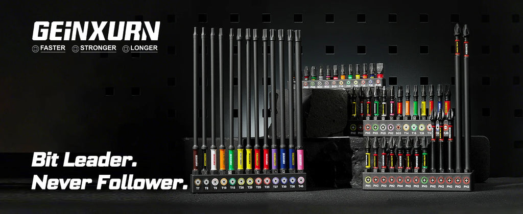 Geinxurn Impact Phillipes/Square/Slotted/Hex Screwdriver Bits Set,1''/2'' Magnetic S2 Steel Bits Set with Color Coded Base