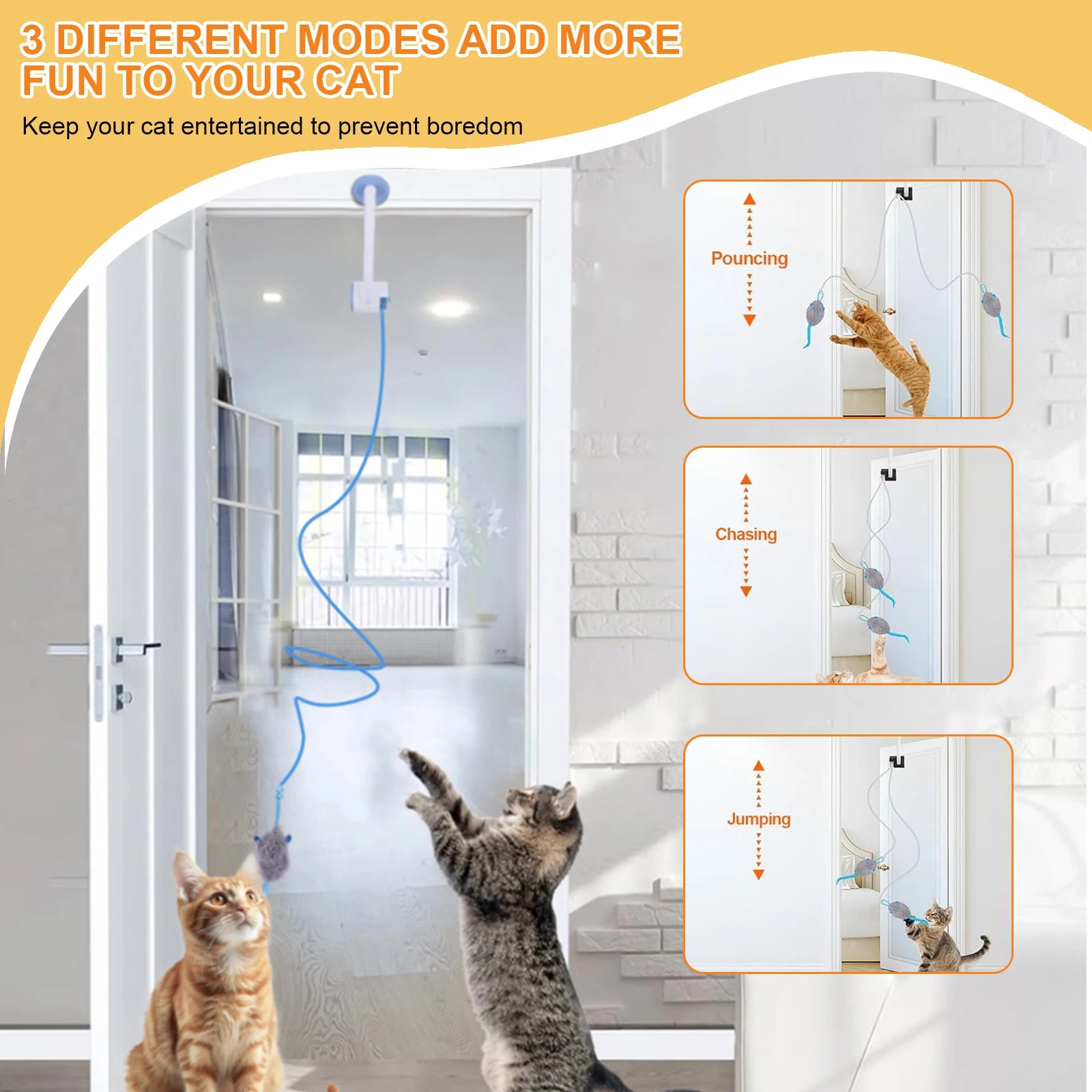Retractable Door Hanging Automatic Retractable Kitten Toys Independent Play Hanging Door Cat Toys for Cat Kitten Playing Exercis