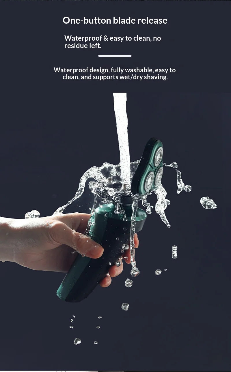 Smart Electric Shaver with LCD Display – 3D Floating Triple Head Razor, USB Rechargeable & Waterproof for Shaving Beard Trimming