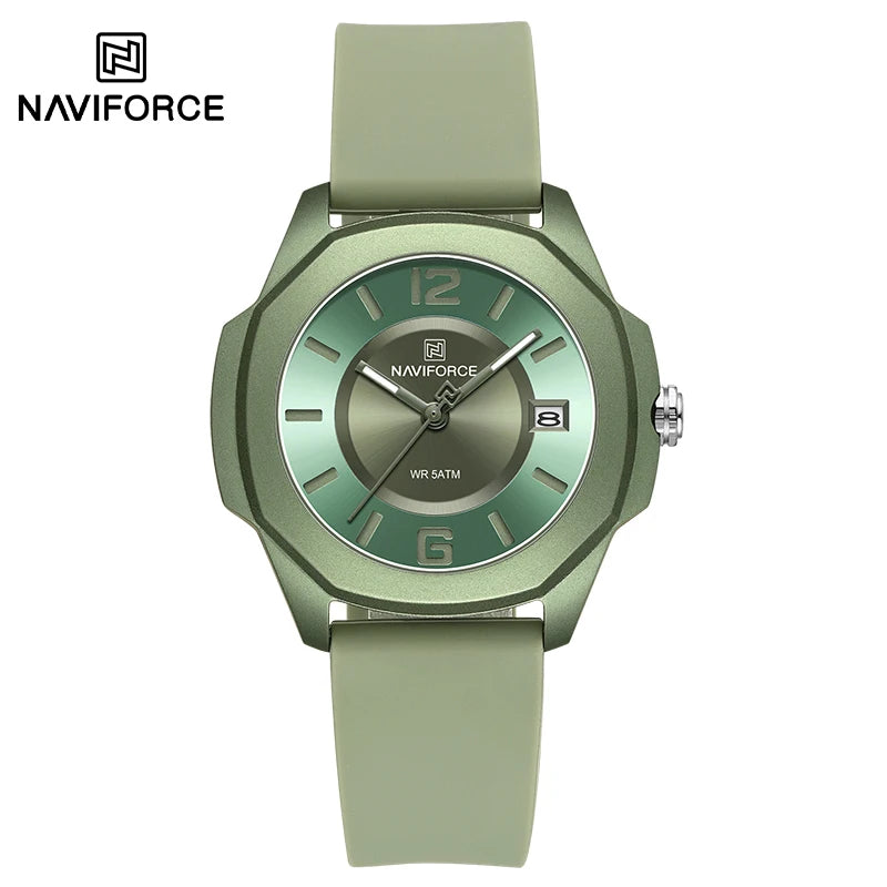 NAVIFORCE Sports Casual Watches for Woman Soft Silicone Strap Classic Fashion 30m Waterproof Date Display Ladies Gift Wristwatch