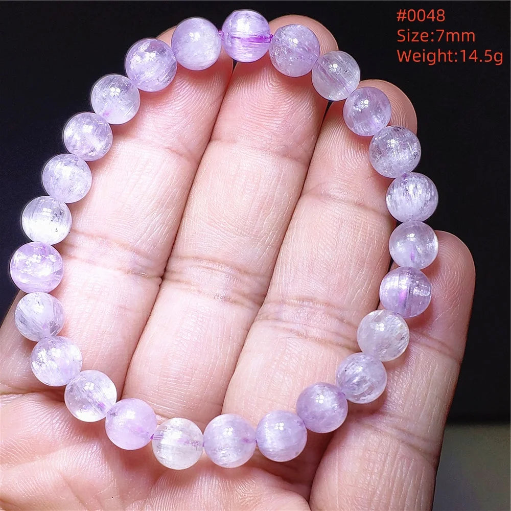 Natural Purple Kunzite Clear Round Beads Bracelet Jewelry Women Men Colorful Kunzite Bracelet Cat Eye Women Men AAAAAA