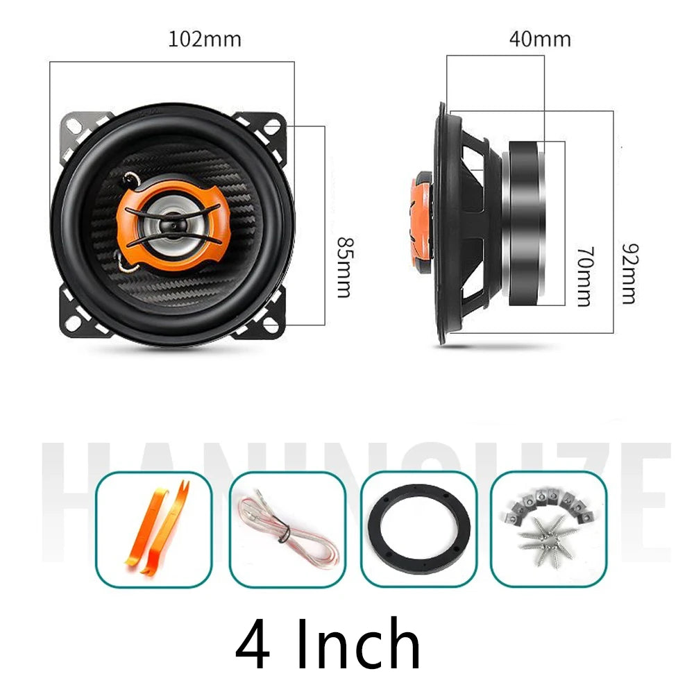 2pcs 4''/5''/6 /''6.5 Inch 2 Way Coaxial Speakers For Car 4 Ohm 100-150W Subwoofer Universal Automotive Rubber Surround Tweeter