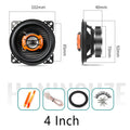 2pcs 4''/5''/6 /''6.5 Inch 2 Way Coaxial Speakers For Car 4 Ohm 100-150W Subwoofer Universal Automotive Rubber Surround Tweeter