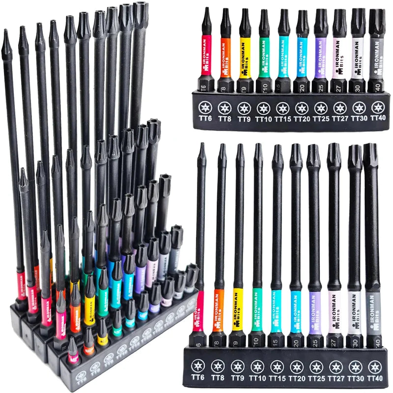 25-150mm Magnetic Screwdriver Bit Set S2 Alloy Steel Torx Impact Screw Driver Bits Hex Shank Batch Head with Holder Hand Tools