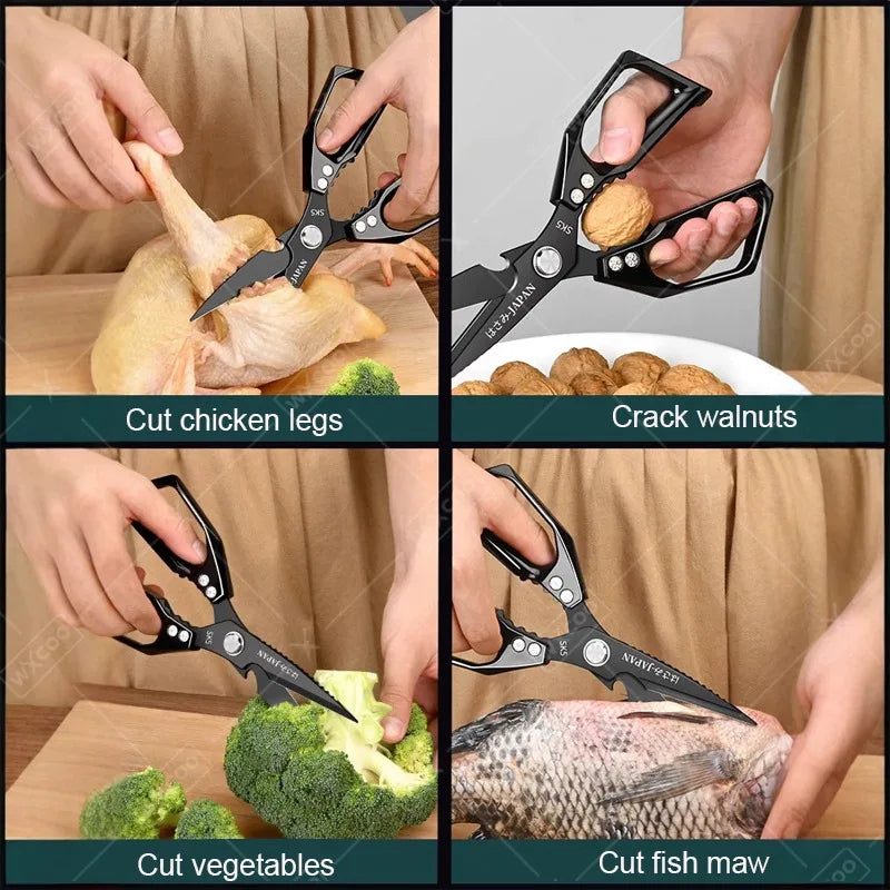 WXCOO Japanese Household Chicken Bone Scissor SK5 Stainless Steel Multi-Purpose Shears Specialized Heavy-Duty Kitchen Scissors
