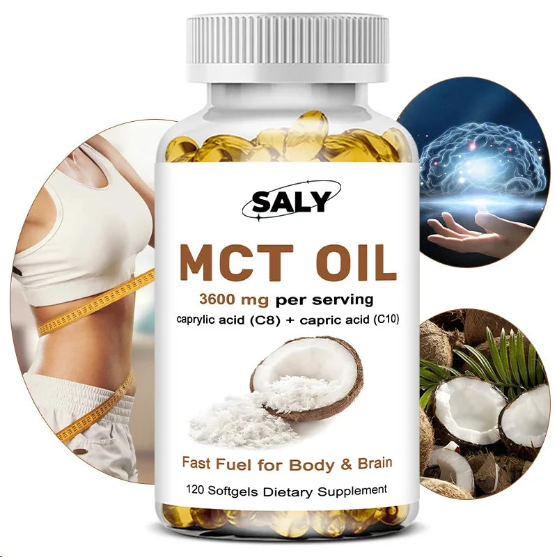 Mct Oil 3600 Mg C8 C10 Capsules Ketogenic Fuel , Clarity, Brain & Body, Fat Burning, Weight Management, Non-gmo Coconut