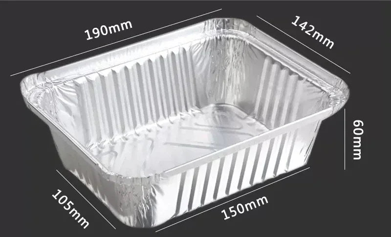 100 Pieces of Barbecue Tin Foil Special Packaging Box Aluminum Foil Lunch Box Home Takeaway Air Fryer Disposable Tin Foil Bowl