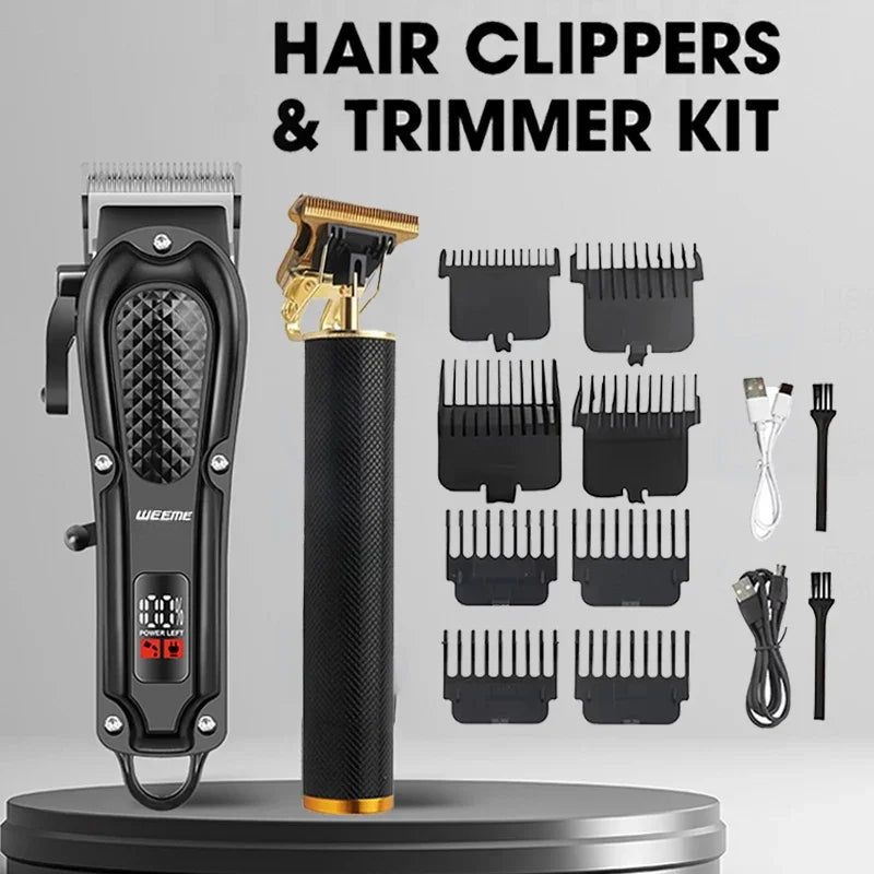 Tondeuse à Cheveux Rechargeable pour Hommes — Kit Professionnel Barbe & Cheveux, Charge USB Rapide