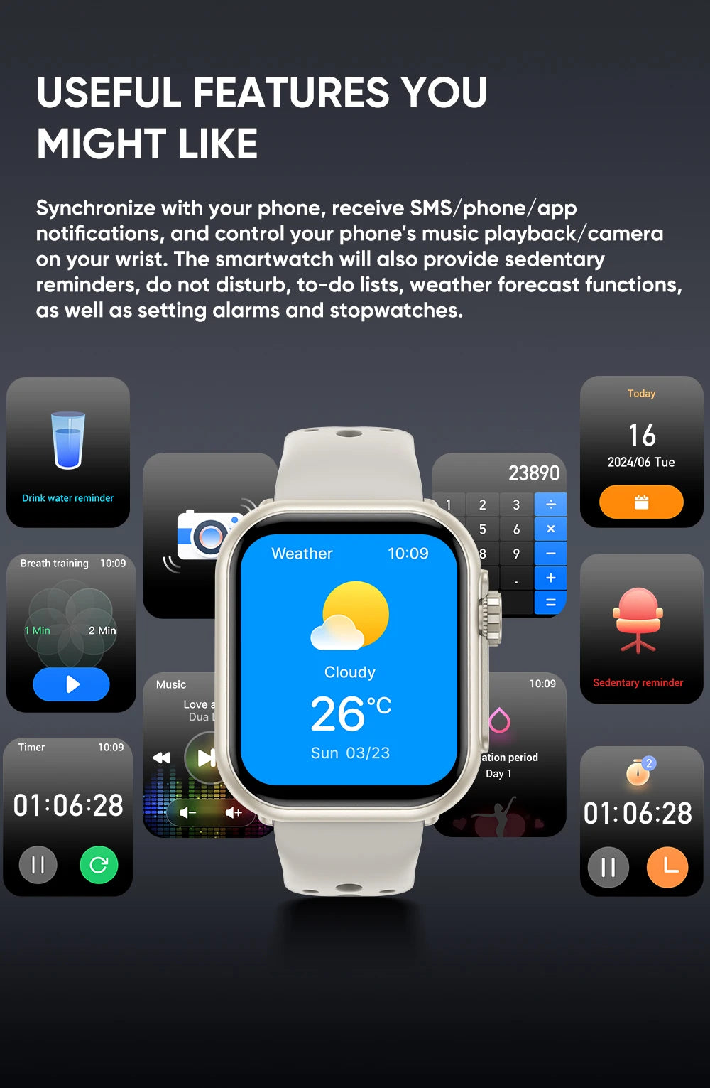 2025 New 1000mAh Battery AMOLED Smart Watch Ultra K62 Men Women Heart Rate 100+Sport HD Bluetooth Call IP67Waterproof SmartWatch