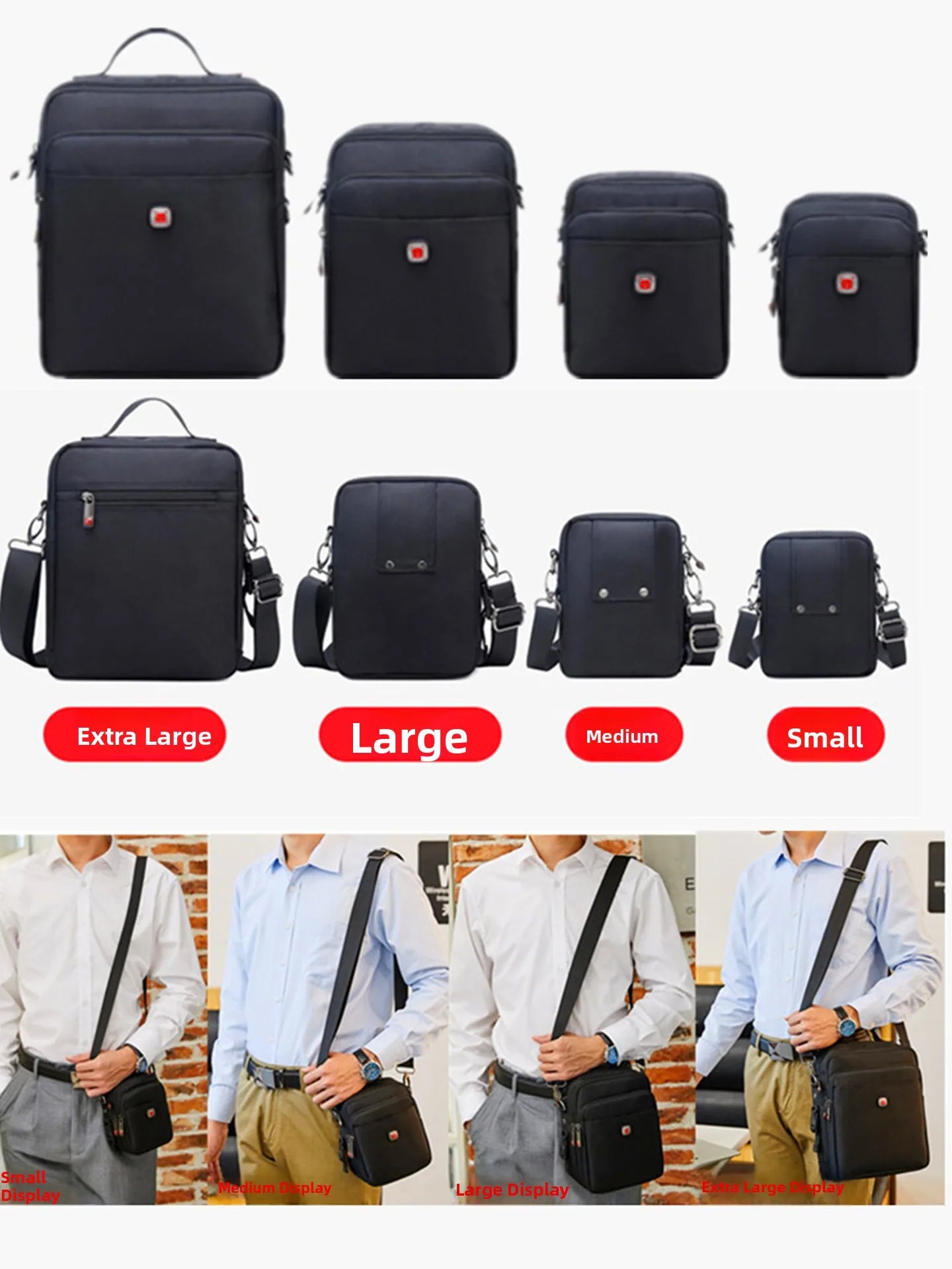 Large Capacity Oxford Cloth Military Knife Crossbody Bag for Men Commuting Work Bag Outdoor Waist Bag Bucket Shape Zipper Clo...