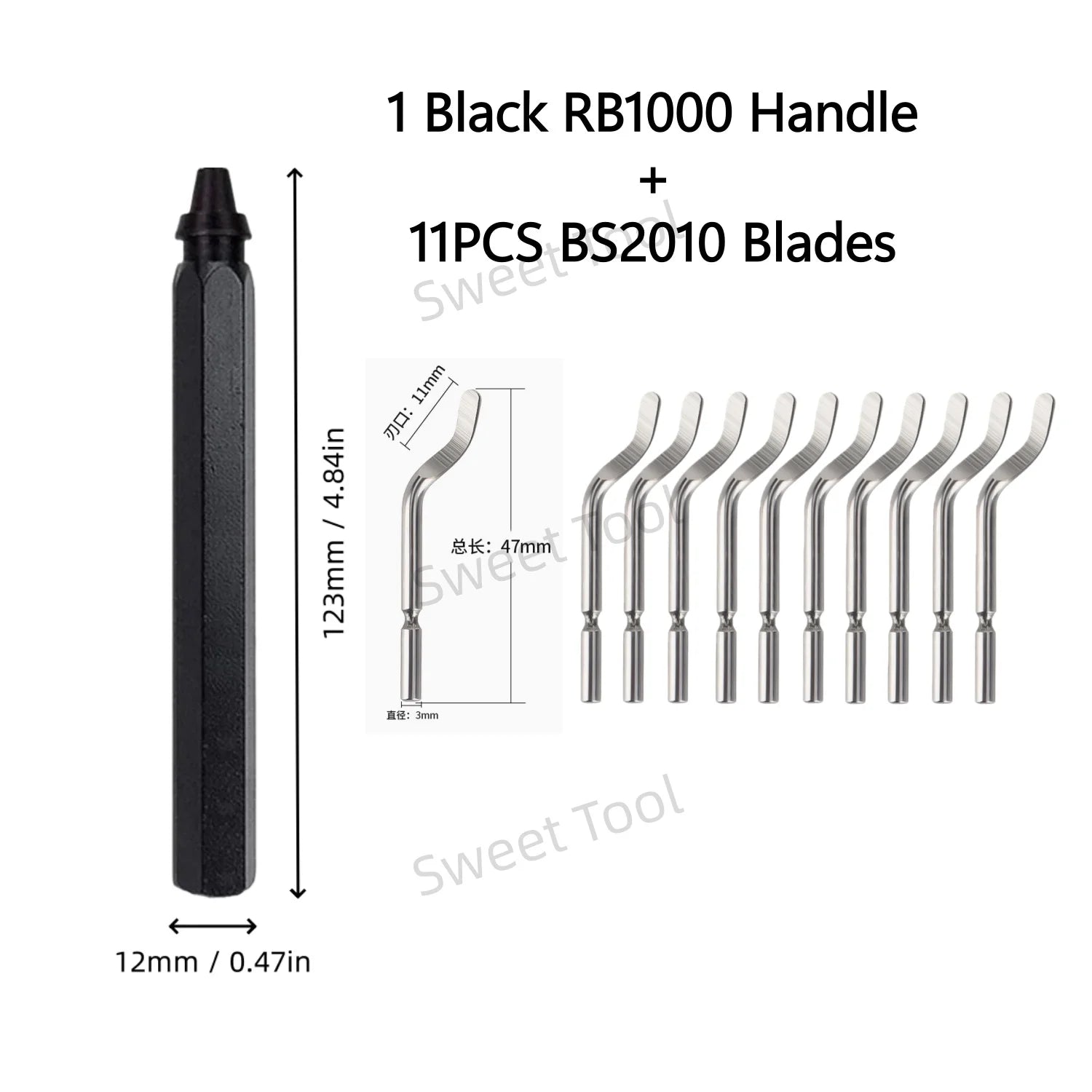 Deburring Tool Set RB1000 Black Metal Handle with 1/10/11 Swivel Blades for Metal PVC Plumbing 3D Printing Plastic Copper Resin