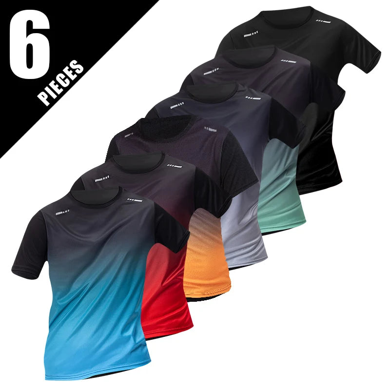 1/2/4Pcs Men's Summer Solid Color Mix And Match Short-sleeved Young Men's Loose Quick-drying Sports Running Shirt Middle-aged T-
