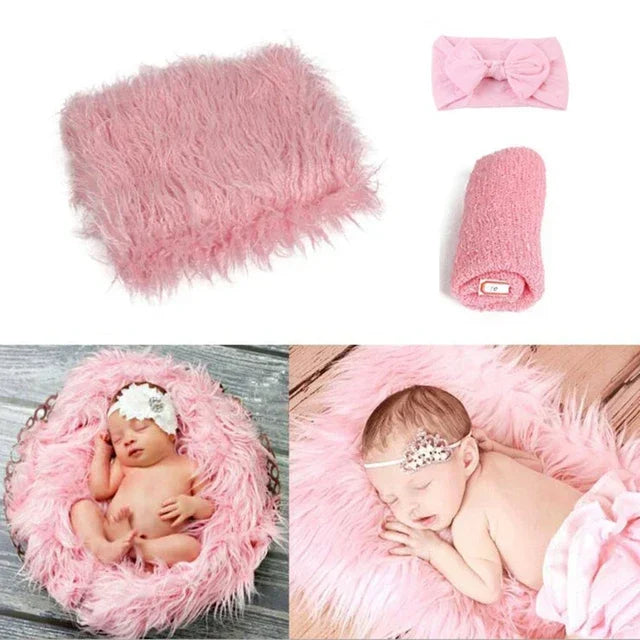 3PCS Newborn Baby Photography Props Blanket Wraps Set Photo Mat Blanket for Baby Boys and Girls Long Ripple Wrap  Fotografia