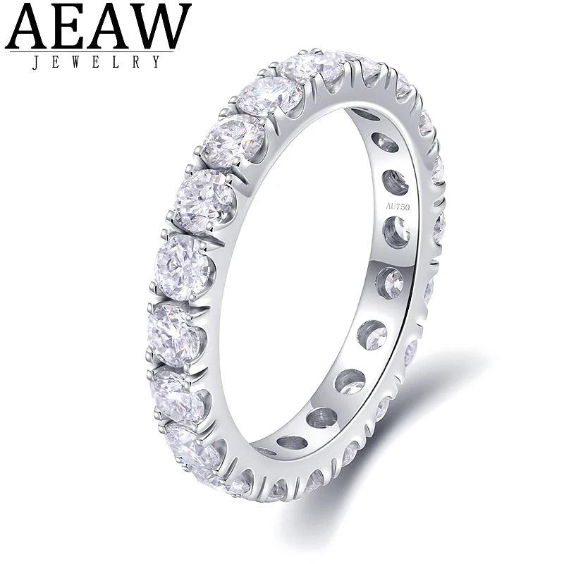DEF Color VVS Round Cut 2.5MM Lab Grown Diamond Band Ring Full Eternity Ring 10k White Gold for Women Lady Gift