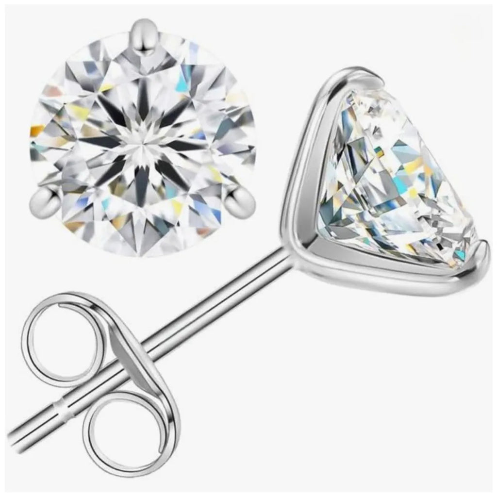 18K solid Real gold Lab grow diamond earrings Simple 3 claw 10K gold 1CT diamond earrings custom Valentine's Day gift for women