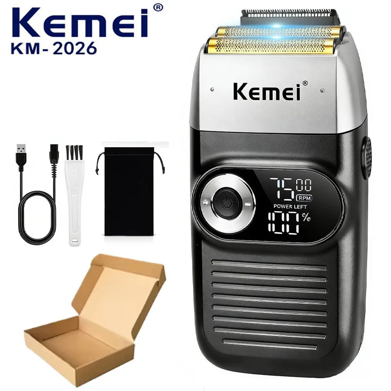 Kemei KM-2026 Original Electric Shaver Rechargeable Powerful Floating Razor Balds Head Shaving Machine for Men