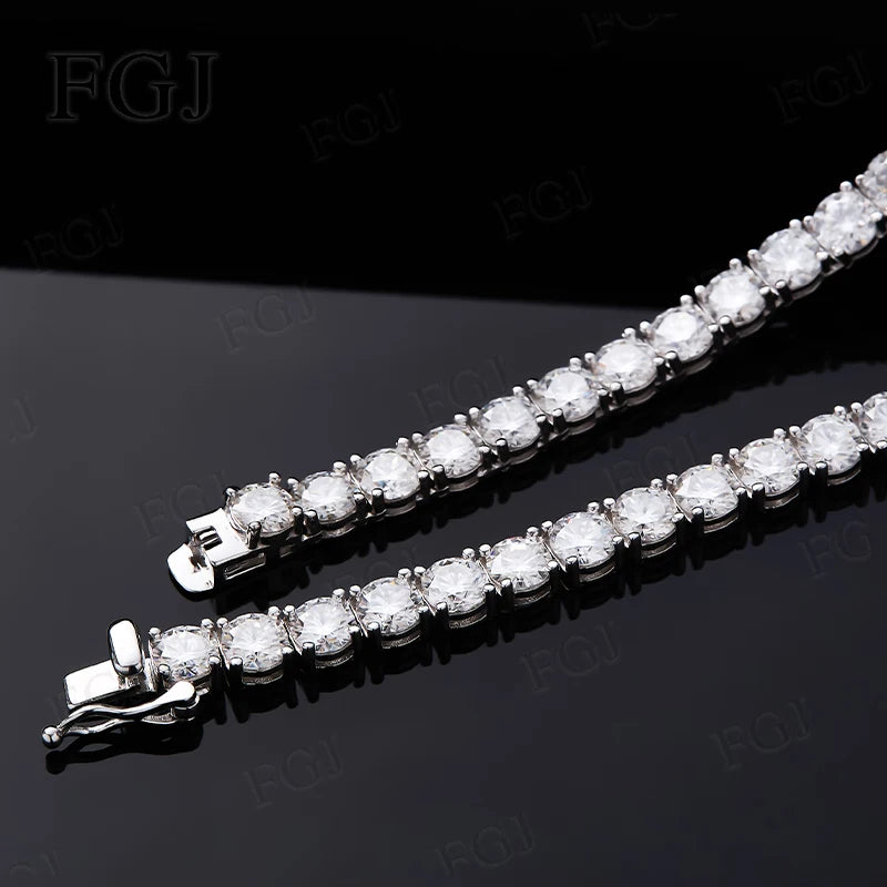 100% Real Moissanite Tennis Necklace for Woman Men Wedding Jewelry With GRA 925 Sterling Silver Plated 18K White Gold Necklace
