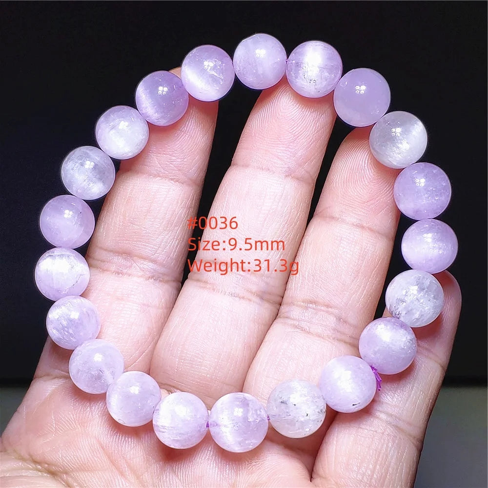 Natural Purple Kunzite Clear Round Beads Bracelet Jewelry Women Men Colorful Kunzite Bracelet Cat Eye Women Men AAAAAA