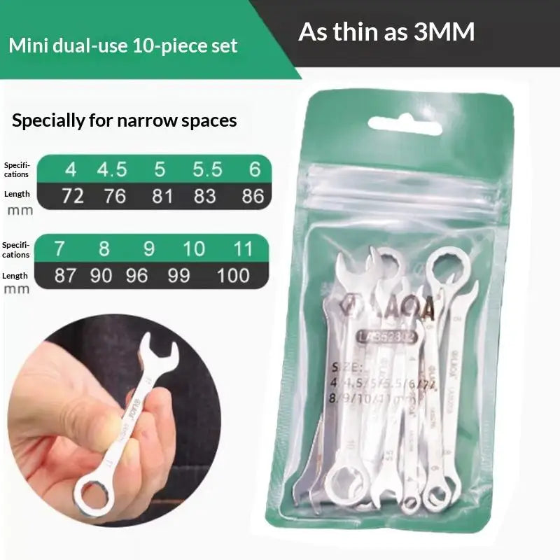 1/8/10Pcs Mini Thin Stainless Steel Double Open-end Wrench 5-11mm Dual-purpose Wrench For Repair Hand Tool Accessory
