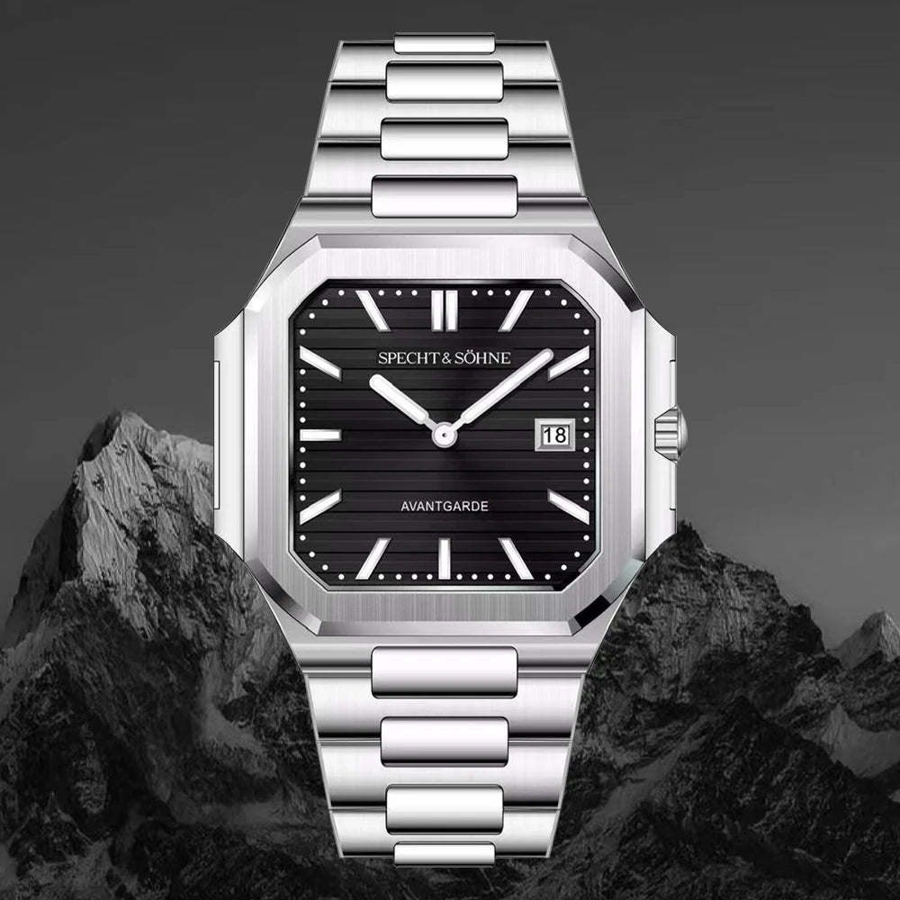 2025 Specht & Söhne New Hot Selling Ultrathin Cubic Watch For Men Quartz Wristwatch Sapphire Green Color Luminous Waterproof