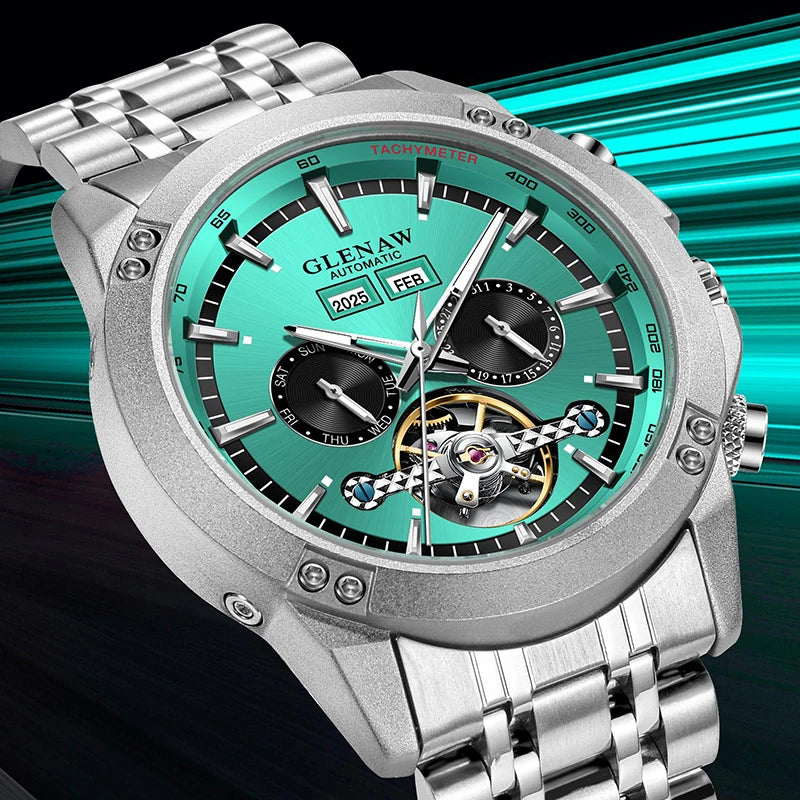 Glenaw high-end brand fully automatic mechanical multi-function watch men's business personality trend waterproof watch