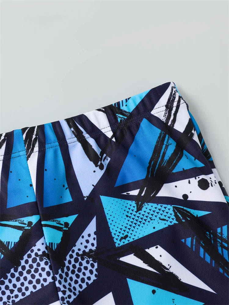 Boy Swimsuit 2026 New Solid And Print Long Sleeve Children Swimwear Summer Kids Beach Wear Shorts Swimming Bathing Suit For Men