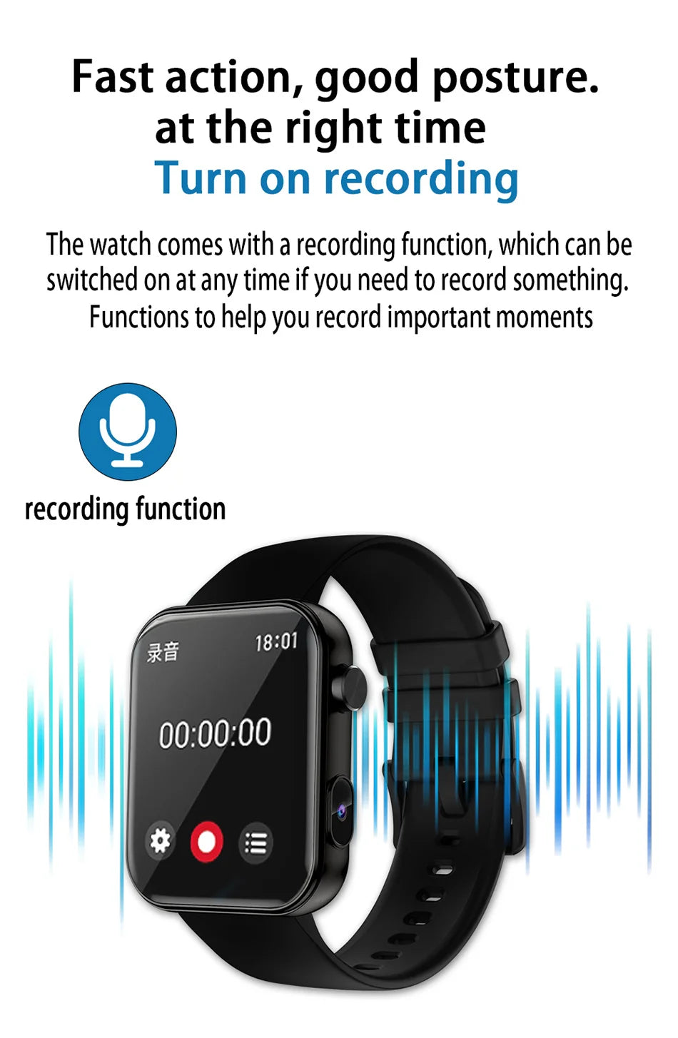 2025 New Smart Watch Women Men HD Camera Record Video Heart Rate 512MB Memory Music Sport Waterproof Bluetooth Call Smartwatch