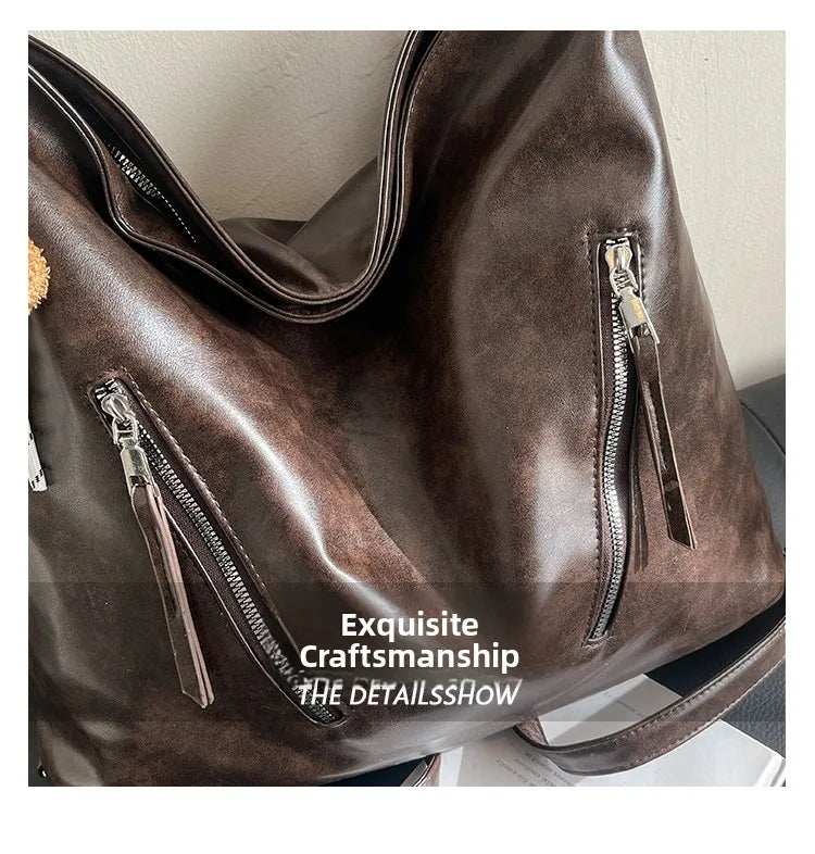 Retro Three-Use Large Capacity Commuter Tote Bag 2025 New Style Single Shoulder Backpack Crossbody Bag for Work Leisure