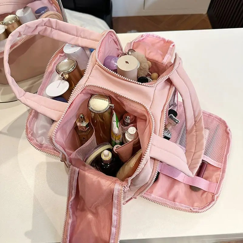 Large Capacity Portable Makeup Bag Travel Cosmetic Storage Waterproof Multi-layer Organizer High Aesthetic Value Handheld