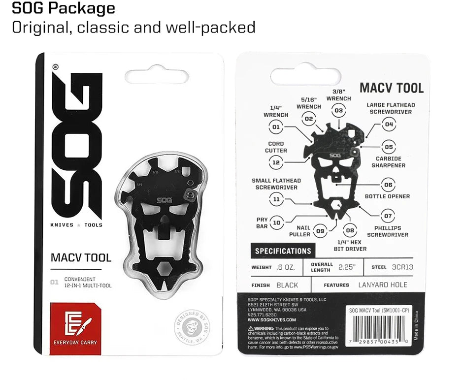 SOG MacV Multi-tool Mini Keychain Skull Wrench EDC Multifunctional Tools Portable Outdoor Camping Survival Bottle Opener SM1001