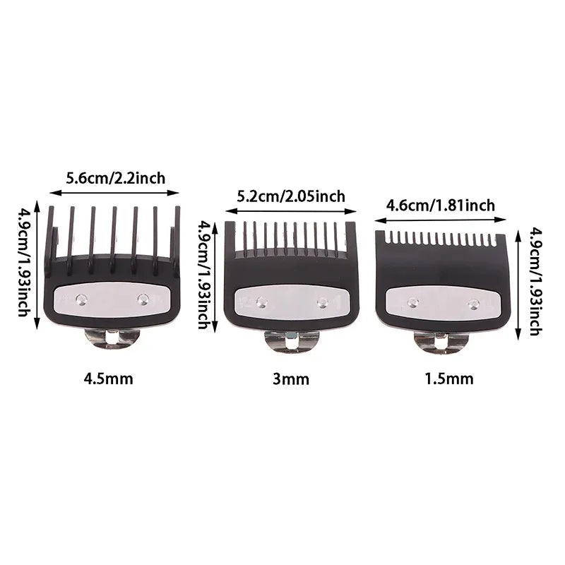 Black limit comb set Hair Clipper Guards Guide Combs Trimmer Cutting Guides Styling Tools Attachment Compatible 1.5mm 3mm 4.5mm