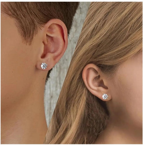18K solid Real gold Lab grow diamond earrings Simple 3 claw 10K gold 1CT diamond earrings custom Valentine's Day gift for women