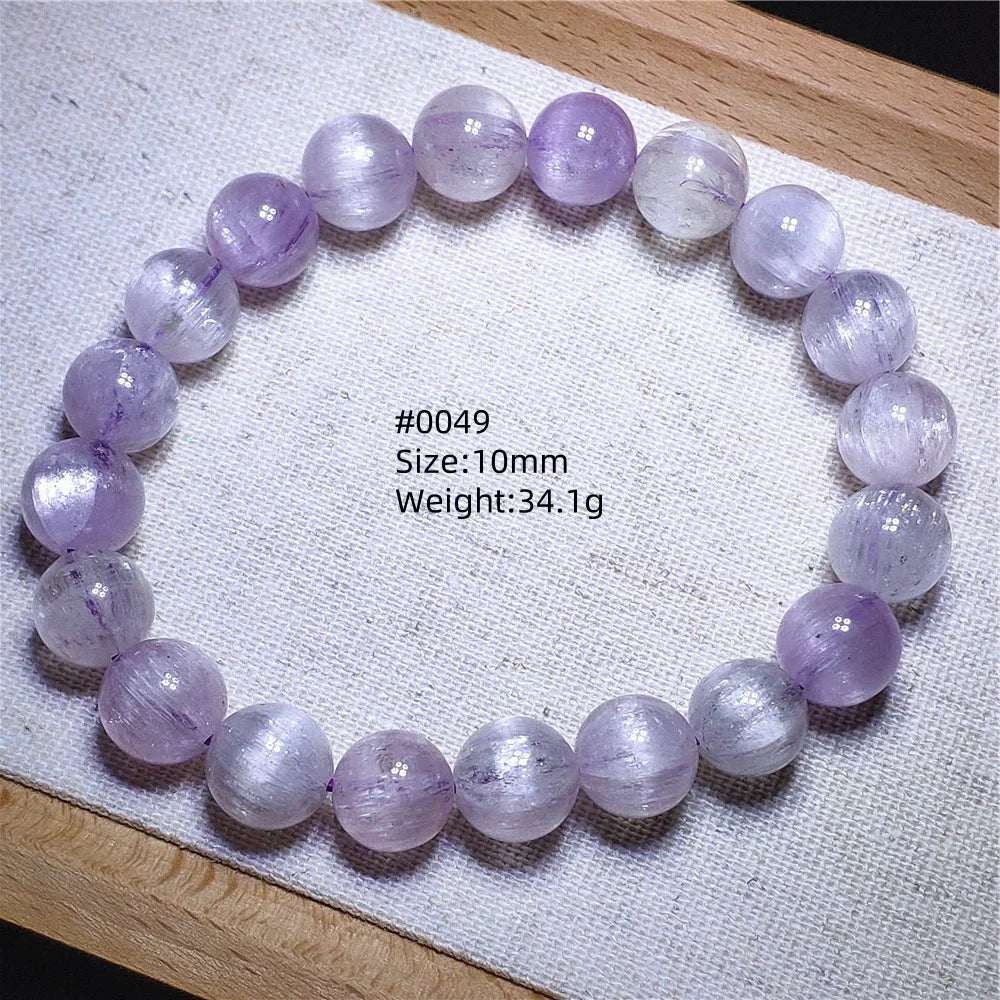 Natural Purple Kunzite Clear Round Beads Bracelet Jewelry Women Men Colorful Kunzite Bracelet Cat Eye Women Men AAAAAA